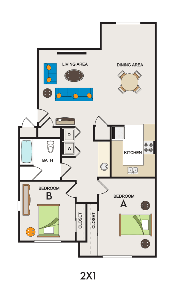 Floor Plan 2x1 Pricing per Bed