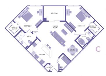2 Bedroom Floor Plan at City View, Florida