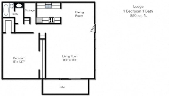 1  Bed   1  Bath   850 Sq. Ft.  at The Lodge Apartments, Indianapolis, IN