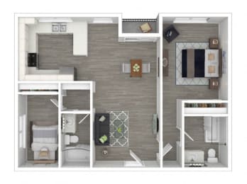 Sunset Barrington Gardens 2BR 2BA floor plan  at Sunset Barrington Gardens, Los Angeles, CA