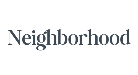 a logo with the word neighborhood in the darkness