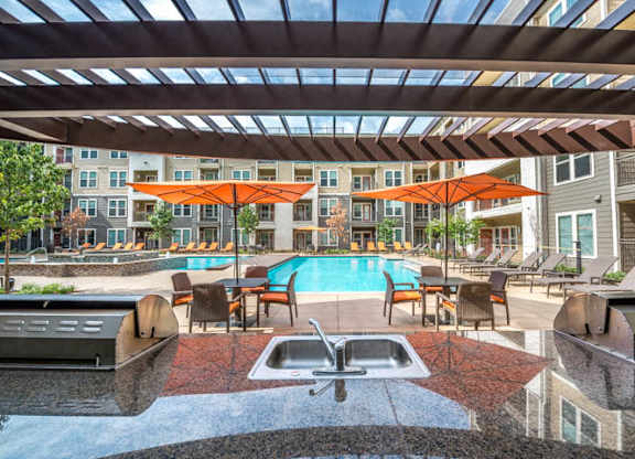Poolside Grilling Stations at Aviator West 7th, Fort Worth, TX