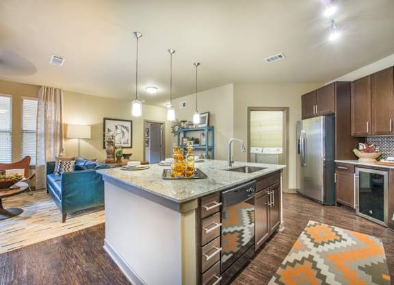Kitchen With Living Area at Aviator West 7th, Fort Worth, 76107