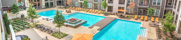 Aerial Pool View at Aviator West 7th, Fort Worth