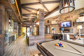 Game Room With Billiards Table at Aviator West 7th, Texas