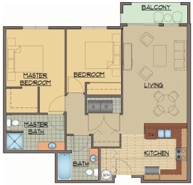 Floor Plan  2x2 Bed Rehab Floor Plan | Apartments For Rent Shoreline Washington | Echo Lake