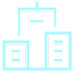 A graphic of a building with three sections.