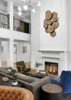the living room of a home with a fireplace
