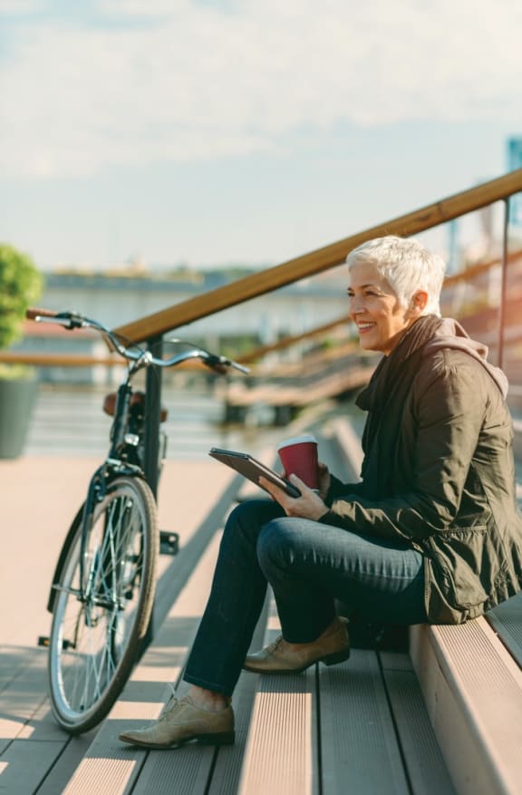 Woman and Bicycle at Victoria Flats, Victoria, 55386