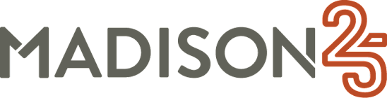 The image features the word "MADISON" in black letters with a red swirl next to the letter "2".