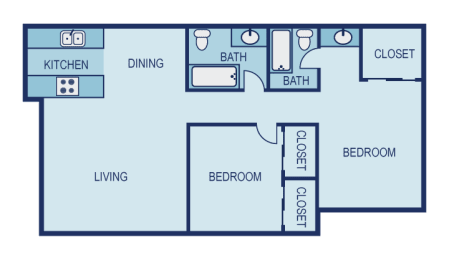 2 bed 2 bath C3 Floor Plan at The Entro at Midtown, Dallas, TX