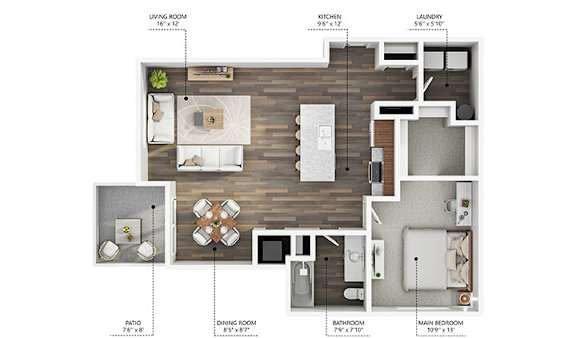 1 bedroom 1 bath D at Stonegate Crossing Apartments, IOWA