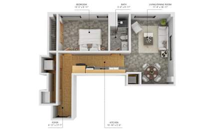 A6 1Bed 1Bath at The Des Moines Building Apartments, Des Moines