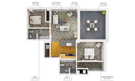 C1 2Bed 2Bath-A at The Des Moines Building Apartments, Des Moines, Iowa