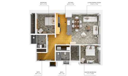 C3 2Bed 2Bath at The Des Moines Building Apartments, Iowa