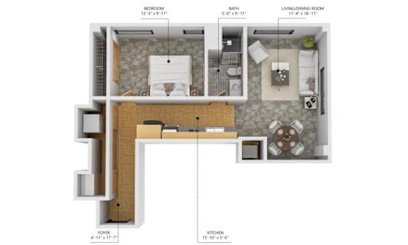 A6 1Bed 1Bath at The Des Moines Building Apartments, Des Moines