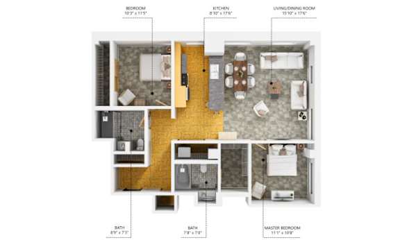 C3 2Bed 2Bath C3 2Bed 2Bath at The Des Moines Building Apartments, Iowa