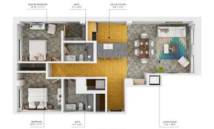 C2 2Bed 2Bath at The Des Moines Building Apartments, Des Moines, Iowa