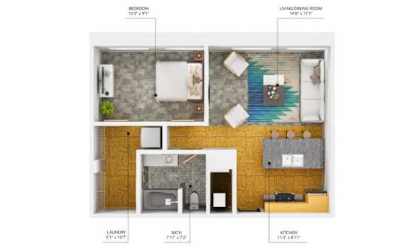 A11 1Bed 1Bath A11 1Bed 1Bath at The Des Moines Building Apartments, Iowa, 50309