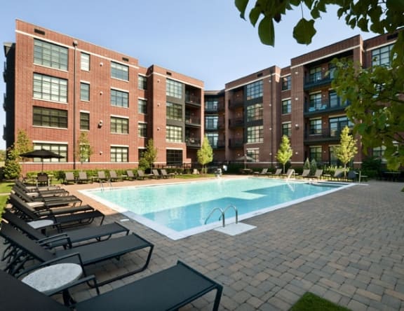 Swimming pool and lounge area at The Sheffield Englewood, Englewood, NJ
