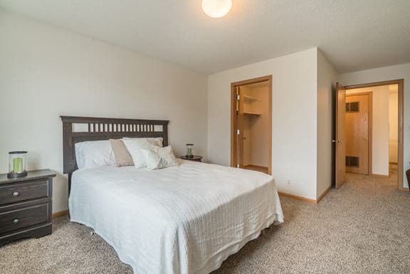 Bedroom with walk-in closet at The Northbrook Apartment Homes, Lincoln, NE
