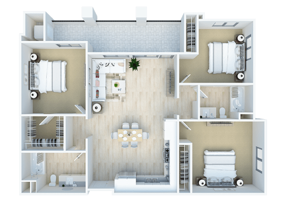 3 bed 2 bath Pomelo Floor Plan  at The Venue at Orange, California, 92373