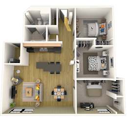  Floor Plan 3 Bedroom, 1 Bath (Rate Per Bed)