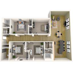  Floor Plan 4 Bedroom, 2 Baths (Rate Per Bed)