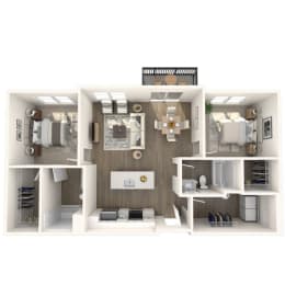 2 bedroom 2 bathroom apartment floor plan at apartments in Traverse City, MI