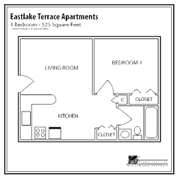 Eastlake Terrace 1 Bedroom Floor Plan