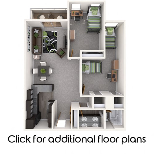 Floor Plan  2 Bed 1 Bath for 4 People (rate per person)