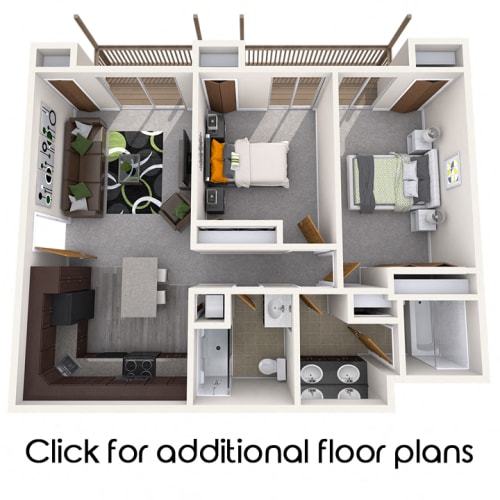 Floor Plan  2 Bed 2 Bath for 3 People (rate per person)