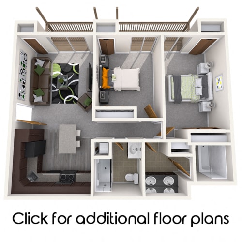 Floor Plan  2 Bed 2 Bath for 4 People (rate per person)