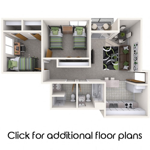 Floor Plan  2 Bed 2 Bath for 4 People (rate per person)