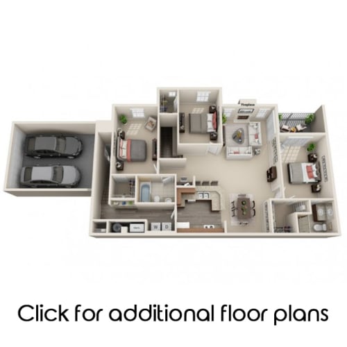 Floor Plan  3 bedroom 2 bathroom floor plan at Aberdeen of Brighton Apartments