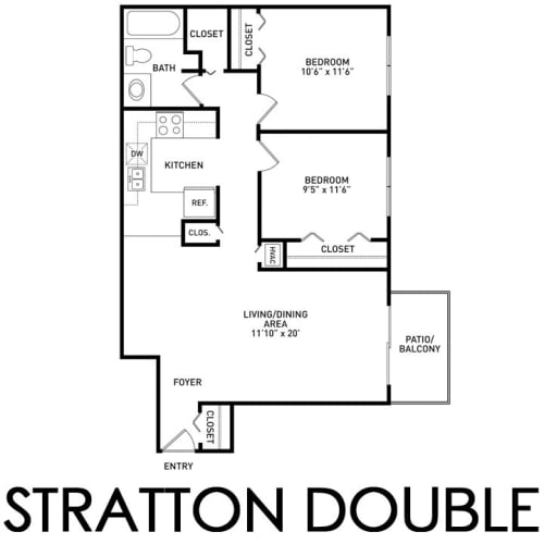 Floor Plan  2 bedroom apartment floor plan at Alpine Slopes Apartments