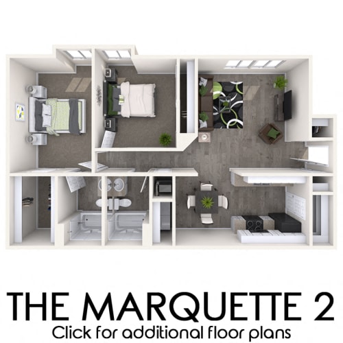 Floor Plan  2 bedroom apartment floor plans in East Lansing, MI near Michigan State University | Carriage Hill East