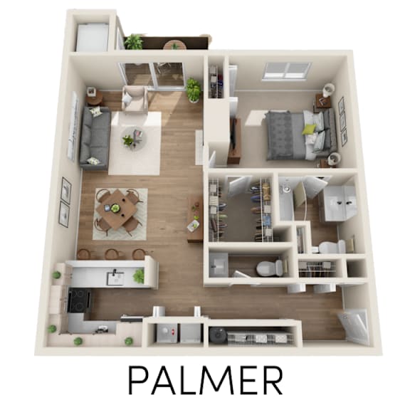 1 bedroom 1 bathroom floor plan at The Emerson of Ann Arbor Apartments