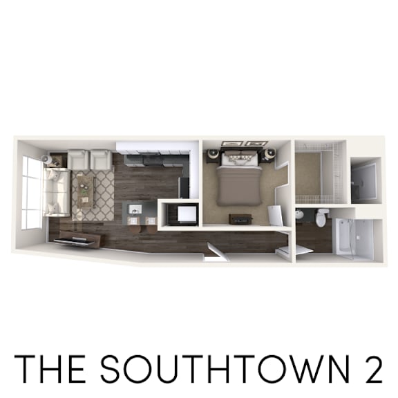 1 bedroom floor plan at Arena Place Apartments in Grand Rapids, MI