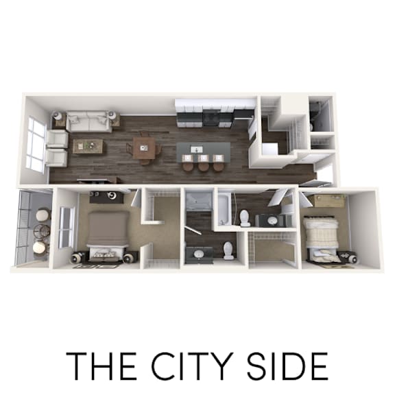 2 bedroom floor plan at Arena Place Apartments in Grand Rapids, MI