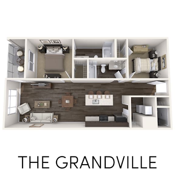 2 bedroom floor plan at Arena Place Apartments in Grand Rapids, MI