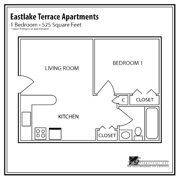Eastlake Terrace 1 Bedroom Floor Plan