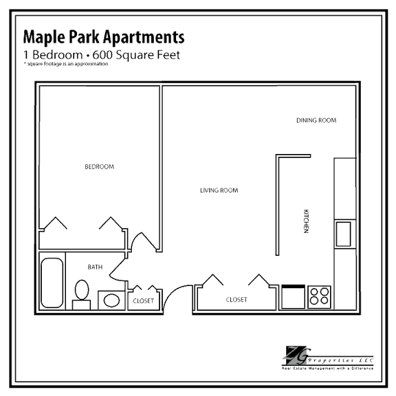 Maple Park 1 Bedroom Floor Plan