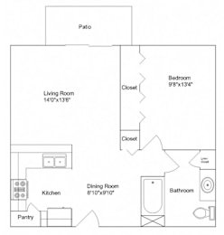  Floor Plan 1 Bedroom