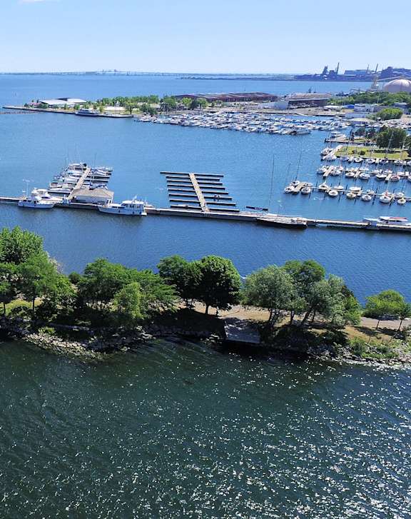 A marina with boats docked in the water. at Roxy Apartments, Hamilton, ON, L8H 0B7