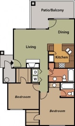 La Reserve two bedroom apartment 2B 2D floor plan