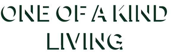 The image features the phrase "One of a kind living" in large, bold text.