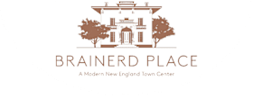 A logo for Brainerd Place, a modern New England town center.