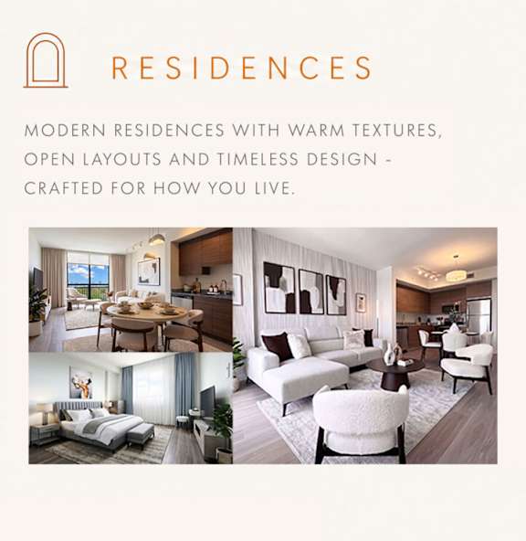 A brochure showcasing modern residences with warm textures, open layouts, and timeless design.
