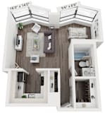 V Floor Plan | 520 Sq. Ft. at North Harbor Tower, Chicago, Illinois
